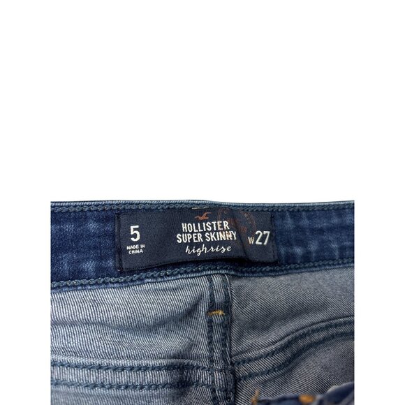 Hollister Juniors High-Rise Super Skinny Jeans Size 5 Distressed Destroyed Denim - Picture 5 of 5